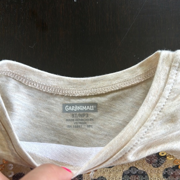 Garanimals Cream and Brown Long Sleeve Tee with Animal Print Heart - Picture 2 of 3